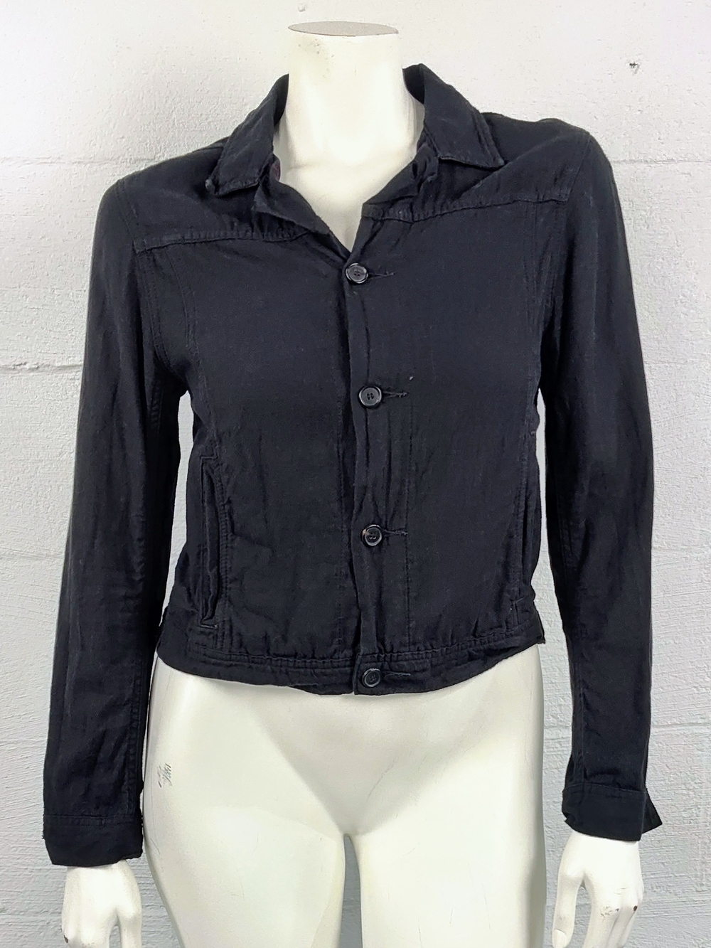 Billy Reid Black Button-Front Top Short Shacket